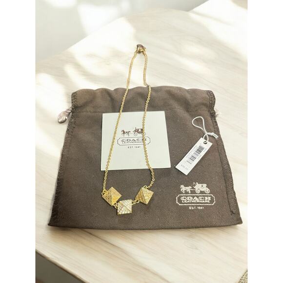 Y2K Coach 96916/96321 Gold & Crystal OP Art Necklace & Earring Set - Picture 9 of 9